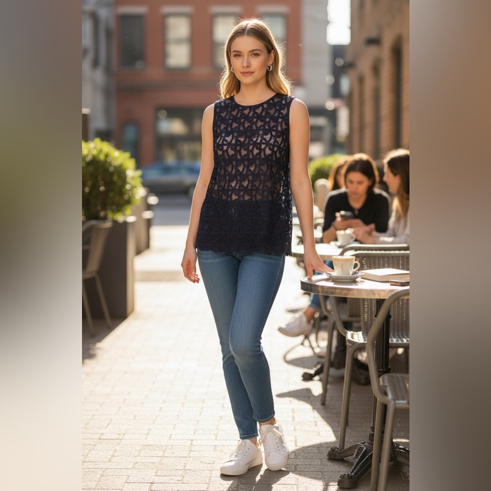 SAM. SHEER EMBROIDERY TOP